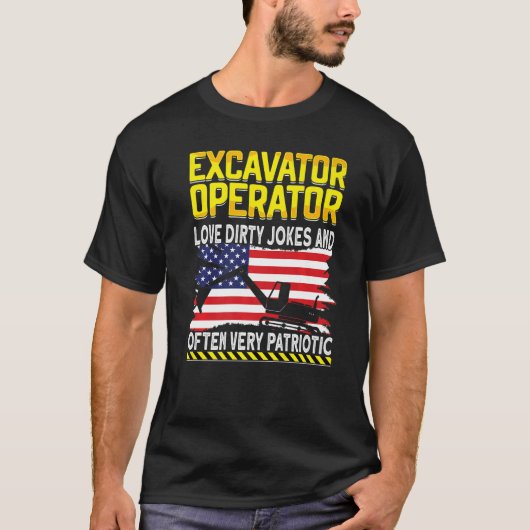 掘削機の重機械作業者ディガー掘削機 Tシャツ (正面)
