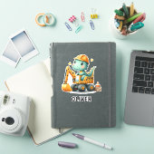 掘削機を操作するキュートなワーカーダイナソー シール (iPadカバー)