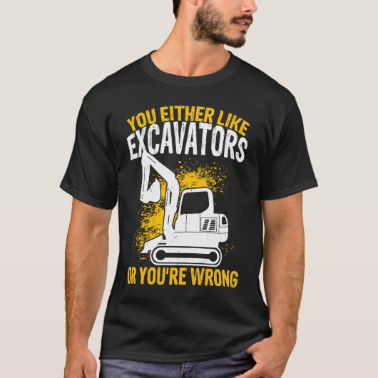 掘削機オペレータ建築作業者バックホー掘り Tシャツ (正面)