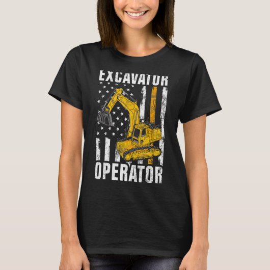 掘削機オペレータ – 建築作業者と構成 Tシャツ (正面)