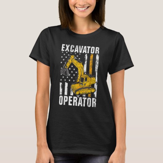 掘削機オペレータ – 建築作業者と構成 Tシャツ (正面)