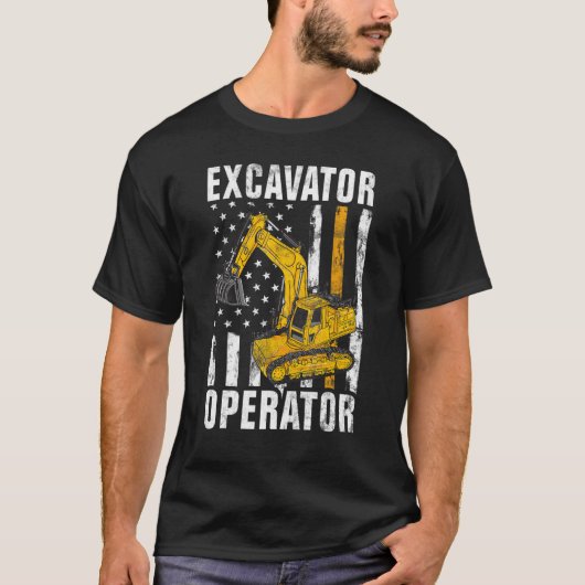 掘削機オペレータ – 建築作業者と構成 Tシャツ (正面)