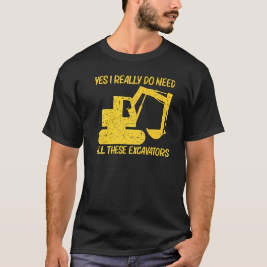 掘削機カッコいい女子男性へ重量機器オペラ Tシャツ (正面)