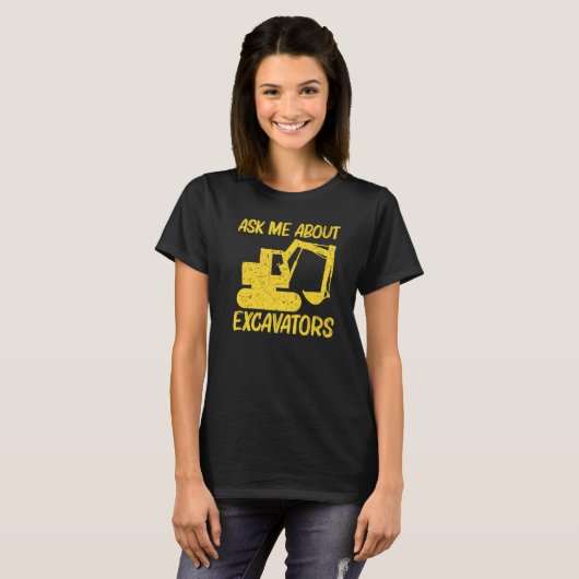 掘削機カッコいい女子男性へ重量機器オペラ Tシャツ (正面フル)
