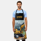 掘削機クール名建築設備男性用 エプロン (着用した状態)
