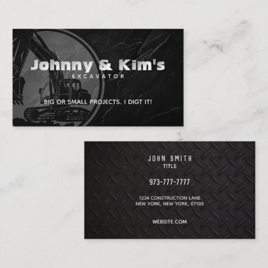 掘削機スローガンビジネスカード 名刺 (正面/裏面)