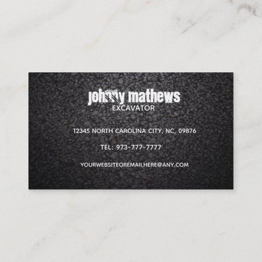 掘削機スローガンビジネスカード 名刺 (裏面)