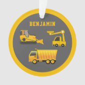 掘削機ダンプトラック建築テーマキッズルーム オーナメント (正面)