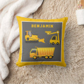 掘削機ダンプトラック建築テーマキッズルーム クッション (ブランケット)