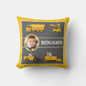 掘削機ダンプトラック建築フォトキッズルーム クッション (正面)