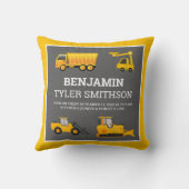 掘削機ダンプトラック建築ベビー誕生状態 クッション (裏面)