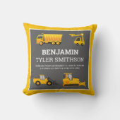 掘削機ダンプトラック建築ベビー誕生状態 クッション (正面)