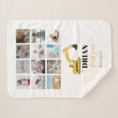 掘削機トラックベビー初年度フォトコラージュ シェルパブランケット (正面(横))