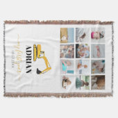 掘削機トラックベビー初年度フォトコラージュ スローブランケット (正面)