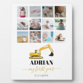 掘削機トラックベビー初年度フォトコラージュ フォトプラーク (正面)