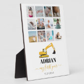掘削機トラックベビー初年度フォトコラージュ フォトプラーク (側面)