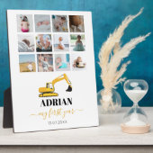 掘削機トラックベビー初年度フォトコラージュ フォトプラーク (側面)