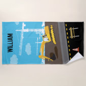 掘削機トラック建築トラックサイト ビーチタオル (正面)