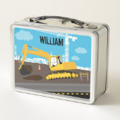 掘削機トラック建築トラックサイト メタルランチボックス (裏面)