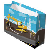 掘削機トラック建築トラックサイト ラージペーパーバッグ (正面アングル)