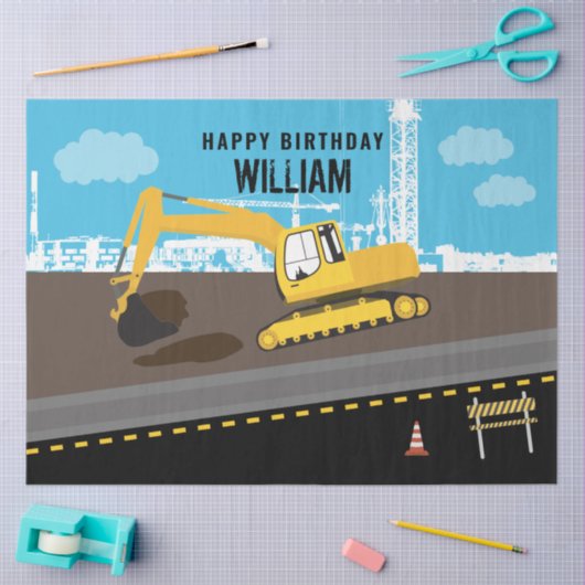 掘削機トラック建築トラックサイト 薄葉紙 (クラフト)