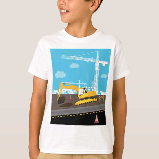 掘削機トラック建築トラックサイト Tシャツ (正面)