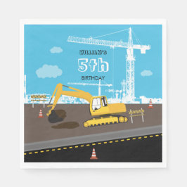 掘削機トラック建築トラック誕生日パーティー スタンダードランチョンナプキン