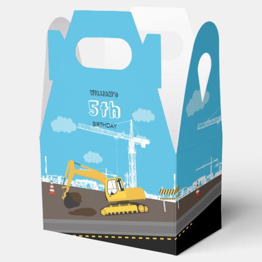 掘削機トラック建築トラック誕生日パーティー フェイバーボックス (オープン)