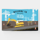 掘削機トラック建築トラック誕生日パーティー 横断幕 (横)