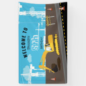 掘削機トラック建築トラック誕生日パーティー 横断幕 (縦)