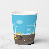 掘削機トラック建築トラック誕生日パーティー 紙コップ (正面)