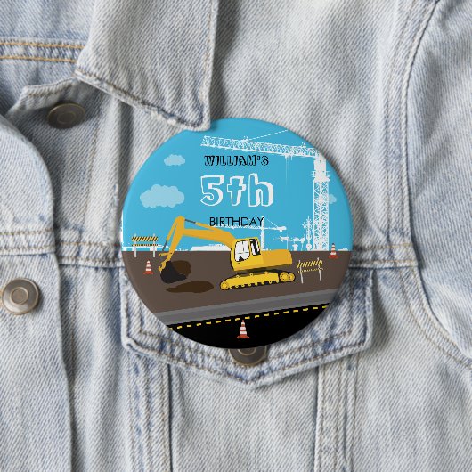 掘削機トラック建築トラック誕生日パーティー 缶バッジ (インサイチュ)