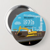 掘削機トラック建築トラック誕生日パーティー 缶バッジ (正面&裏面)