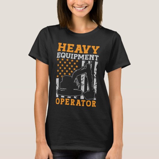 掘削機ドライバ重機運転士作業者 Tシャツ (正面)