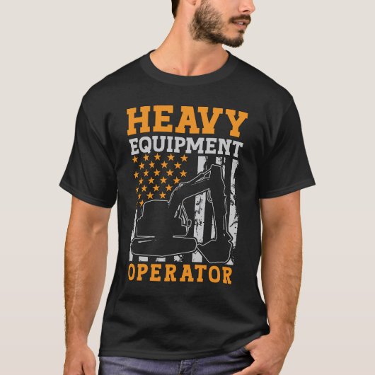 掘削機ドライバ重機運転士作業者 Tシャツ (正面)