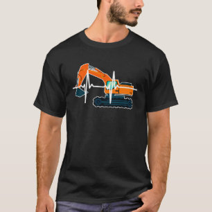 掘削機ハートビート建築掘削機オペラート Tシャツ