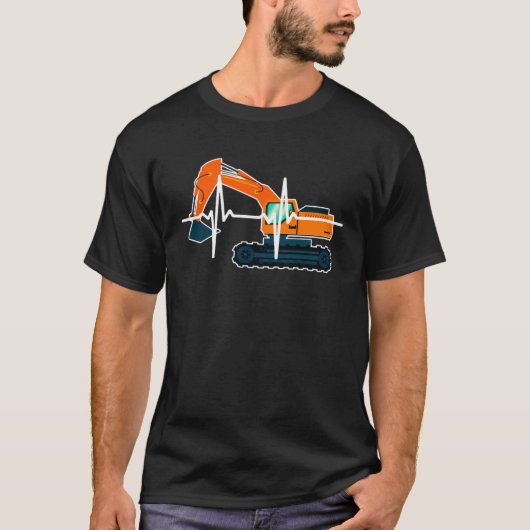 掘削機ハートビート建築掘削機オペラート Tシャツ (正面)