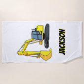 掘削機パーソナライズされた建築車 ビーチタオル (正面)