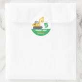 掘削機ブルドーザー子供へボーイズ誕生日パーティー ラウンドシール (バッグ)