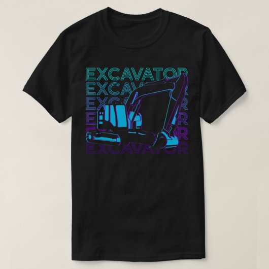 掘削機レトロギフト Tシャツ (デザイン正面)