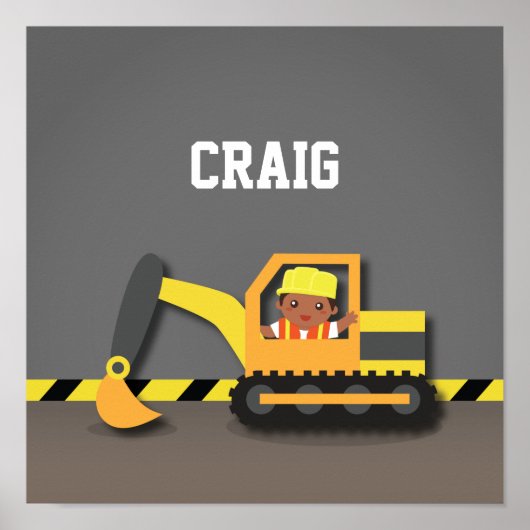 掘削機建築アフリカンアメリカンボーイルーム ポスター (正面)