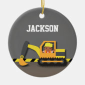 掘削機建築アフリカンアメリカンボーイ セラミックオーナメント (正面)