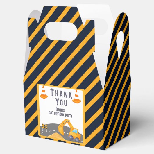 掘削機建築コーン子供の誕生日パーティー フェイバーボックス (オープン)
