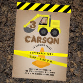 掘削機建築コーン子供の誕生日 招待状