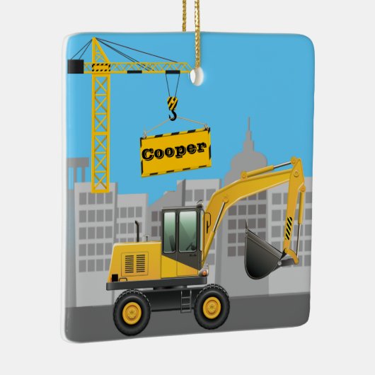 掘削機建築サイトの個人用設定の名前 セラミックオーナメント (右)