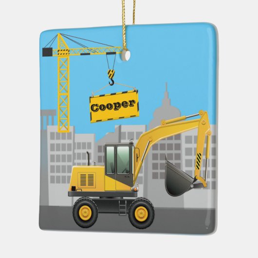 掘削機建築サイトの個人用設定の名前 セラミックオーナメント (左)