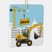 掘削機建築サイトの個人用設定の名前 セラミックオーナメント (右)