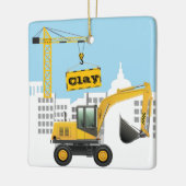 掘削機建築サイトの個人用設定の名前 セラミックオーナメント (左)