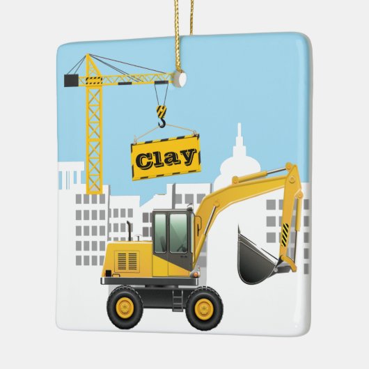掘削機建築サイトの個人用設定の名前 セラミックオーナメント (左)
