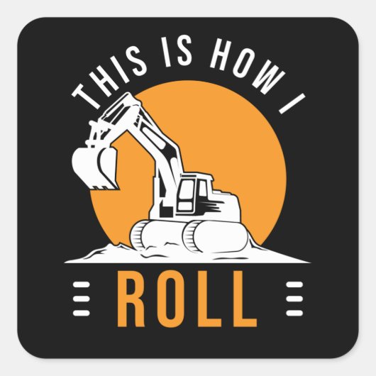 掘削機建築サイト掘削機オペレータ スクエアシール (正面)